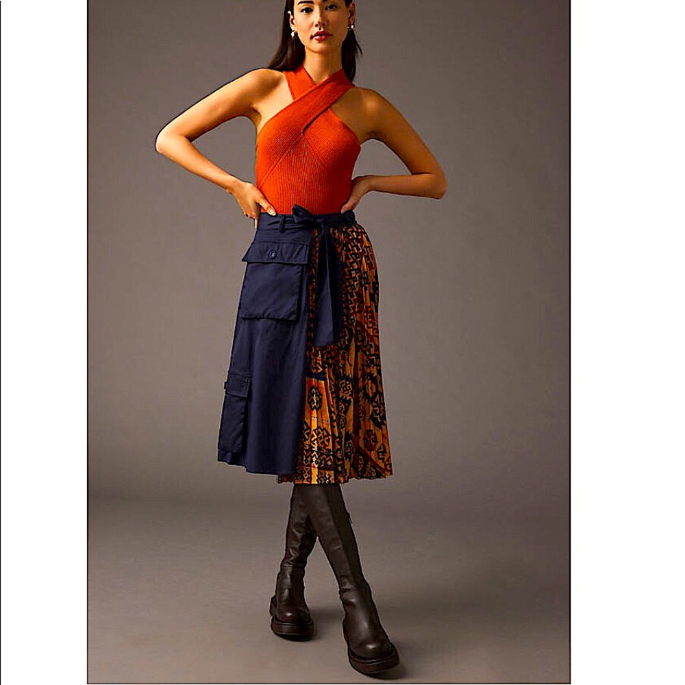 ANTHROPOLOGIE Eva Franco Pleated Cargo Skirt - Picture 4 of 12